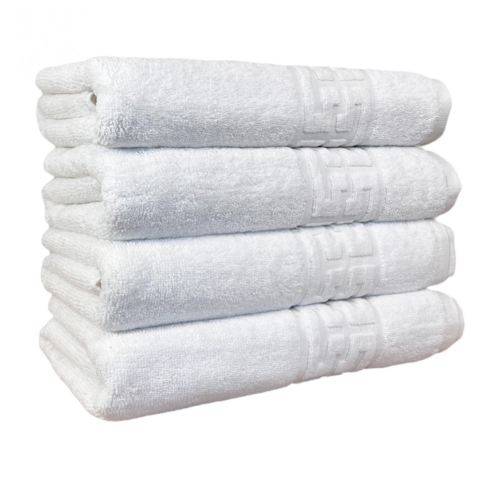Pachet 4 prosoape baie– Greek Border, 50×90 cm, 100% bumbac